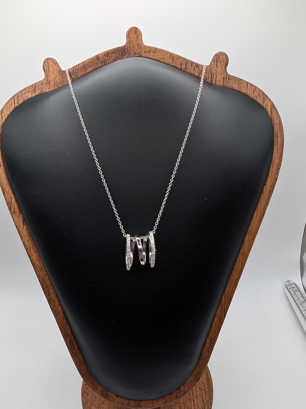 RAAD Jewelers Lab Diamond Triple Interlocking Ring Necklace Sterling Silver NWOT